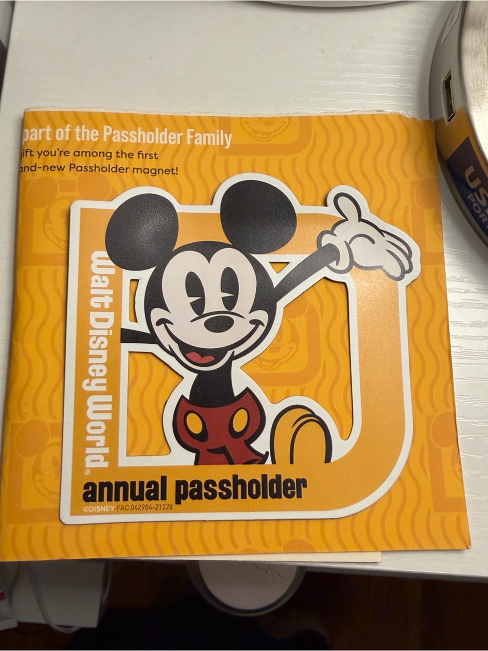 Disney Mickey Mouse Orange and Black Walt Annual Passholder Disney World Magnet